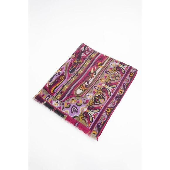 Etro Pink & Red Paisley Shawl Silk - Picture 2 of 3